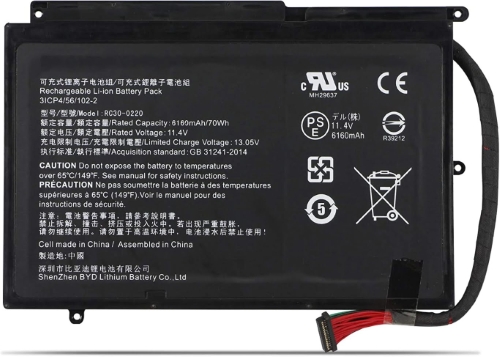 3ICP4/56/102-2, RC30-0220 replacement Laptop Battery for Razer Blade Pro 17, Blade PRO 17 2019 4K UHD, 11.4v, 6160mah / 70wh