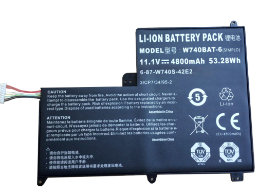 S413, W740SU replacement Laptop Battery for Clevo 3ICP7/34/95-2, 6-87-W740S-42E1, 11.1V, 4800mah (53.28wh)