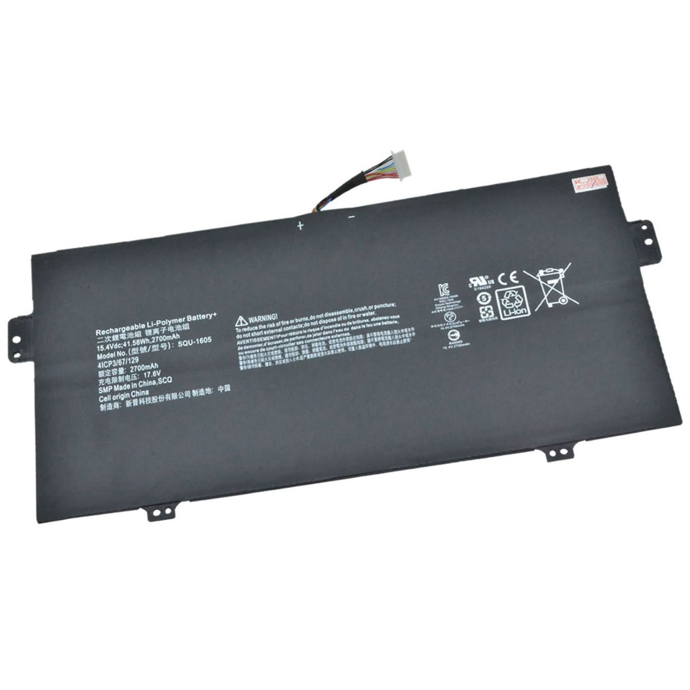 Acer 4icp3/67/129, Squ-1605 Laptop Battery For Sp714-51-m4w7, Spin 7 Sp714-51-m4w7 replacement