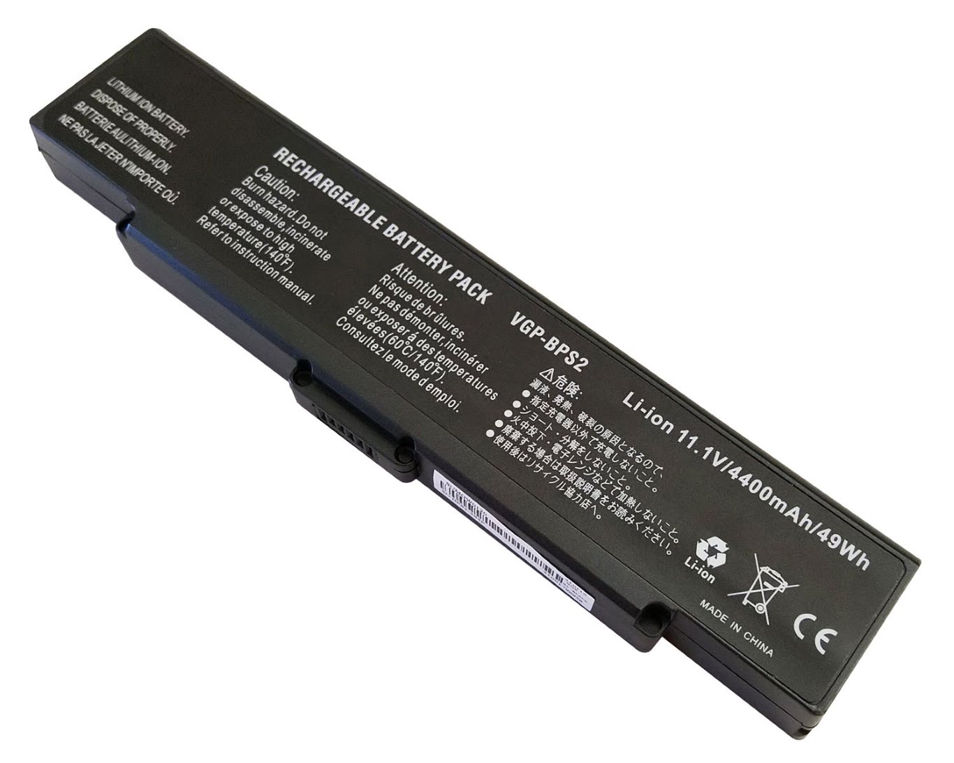 VGP-BPL2, VGP-BPL2C replacement Laptop Battery for Sony Vaio AR130, Vaio AR130G, 6 cells, 11.1V, 4400mAh
